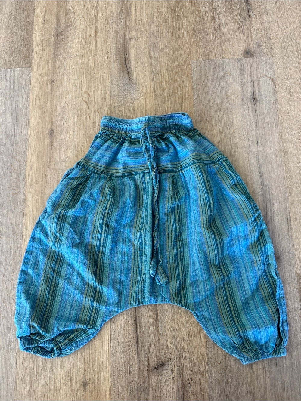 Kids Striped Blue-Green Harem Overalls
